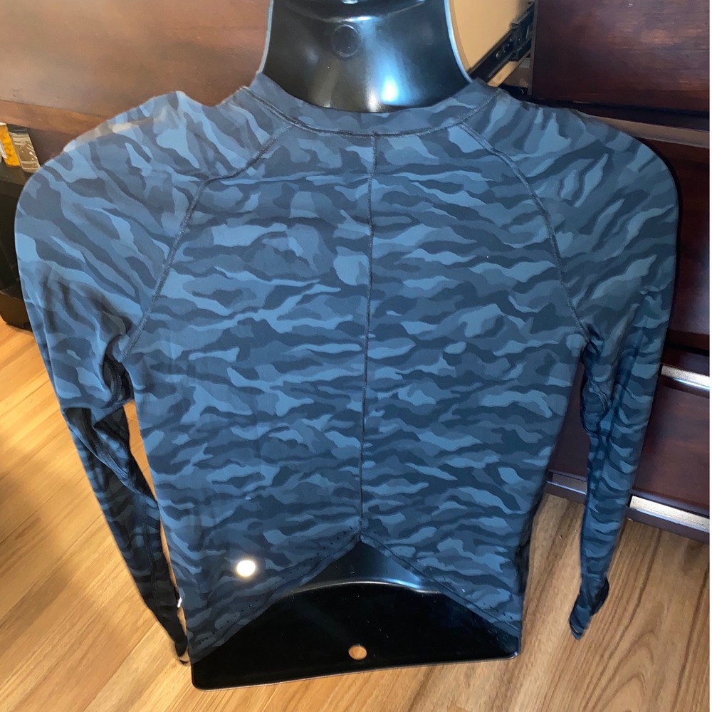 Lululemon Long Sleeve Swiftly Tech 2.0 Camo Black Gray Workout Top Size 4 - Picture 4 of 8